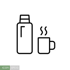 Thermos bottle vector icon. Camping sign