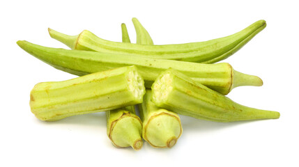 Lady Fingers or Okra isolated on white