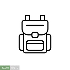 Camping backpack vector icon. Camping sign