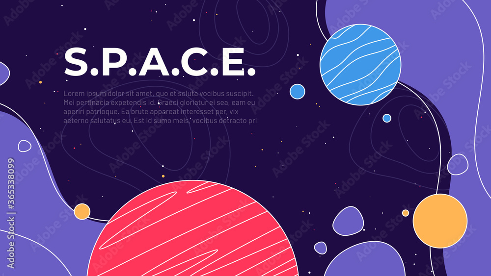 Wall mural vector illustration on the theme of outer space, interstellar travels, universe and distant galaxies