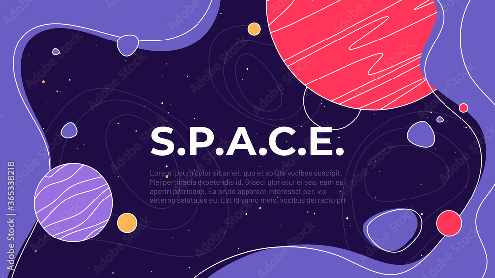 Wall mural vector illustration on the theme of outer space, interstellar travels, universe and distant galaxies