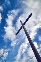 Sühnekreuz auf dem Rittersberg im Pfälzerwald bei Neustadt an der Weinstraße in Rheinland-Pfalz in Deutschland errichtet im Notjahr 1947 von der Katholischen Mann Jugend des Bistum Speyer.
