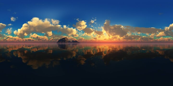 sea panorama, HDRI, environment map , Round panorama, spherical panorama, equidistant projection, 360 high resolution panorama 
3d rendering, 