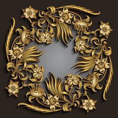 Floral hand drawn vector border.