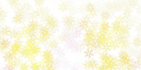 Light pink, yellow vector abstract pattern with leaves.