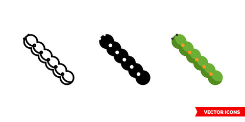 Caterpillar icon of 3 types. Isolated vector sign symbol.