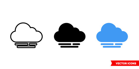 Cloudy icon of 3 types. Isolated vector sign symbol.