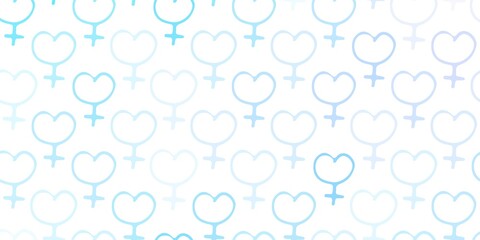 Light Purple vector pattern with feminism elements.