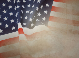 American flag on brown background