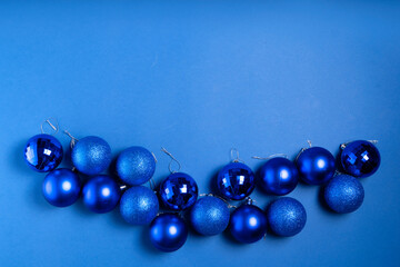 Christmas flat lay scene with glass balls