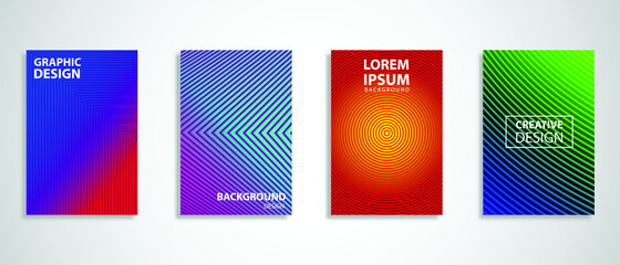 Abstract minimal covers design. Colorful halftone pattern background with line gradient texture. Eps10 vector.