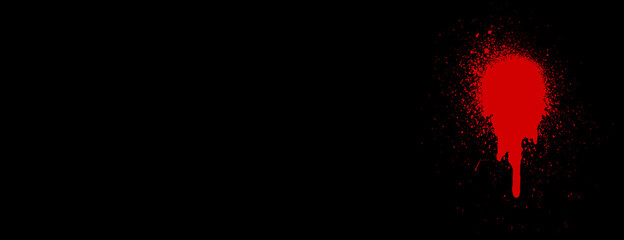 Splashes of paint on a black background. Illustration banner