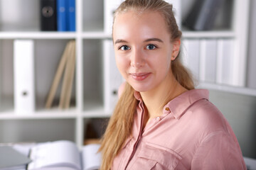 Lady working in corporation