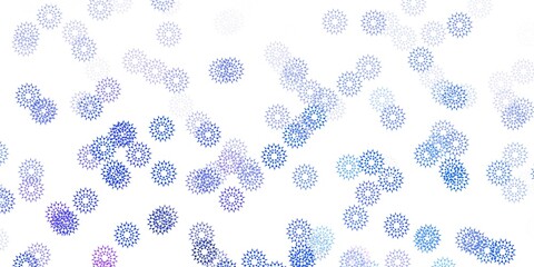 Light blue vector doodle template with flowers.