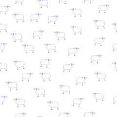 Seamless pattern of lamb. Background of rams. Illustration for textiles and wallpaper