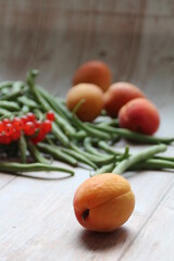 fresh vegetables on wooden background
