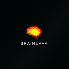 volcano crater, human brain form, top view. Nature energy and bang logo concept for business, innovative and technological startups. Vector logo template.