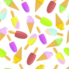 seamless pattern with ice cream for fabric, print