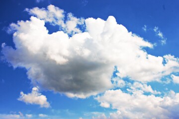 puffy white clouds in a beautiful blue sky 