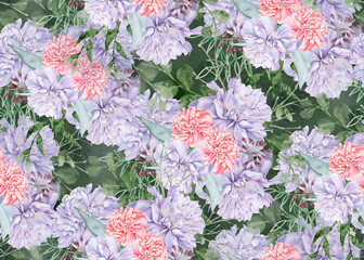 Background of peony flowers. Seamless pattern.