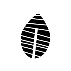 tropical striped leaf icon, silhouette style
