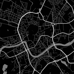 Urban city map of Krakow. Vector poster. Grayscale street map.