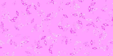 Light Purple vector background with woman symbols.