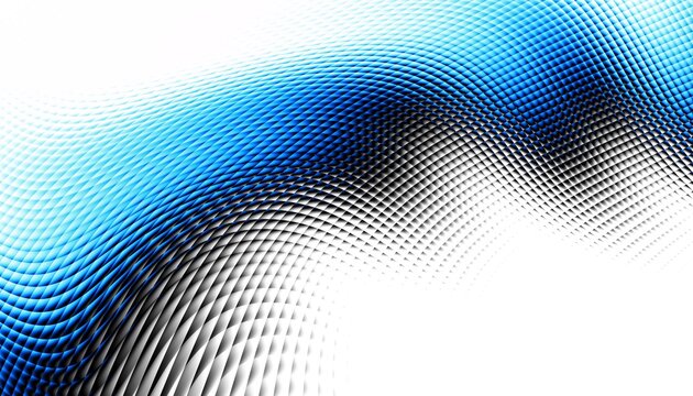 Abstract digital fractal pattern. Horizontal orientation. Expressive curved blue lines on white background.