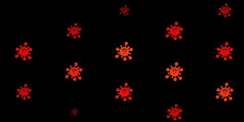 Fototapeta na wymiar Dark red, yellow vector background with covid-19 symbols.