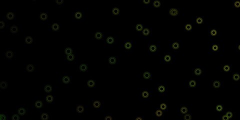 Dark green vector backdrop with virus symbols.