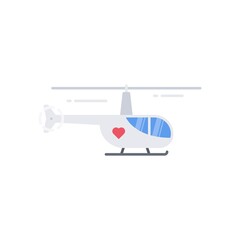 Helicopter ambulance icon illustration in flat design style. Hospital air service symbol for healthcare concept.
