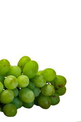 Bunch of Green Seedless Grape solated on white background.
