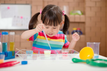 toddler girl  play science experiments for homeschooling