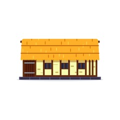 Medieval residential mansion icon in flat style. Middle age European house symbol. Vintage Europe buildings.