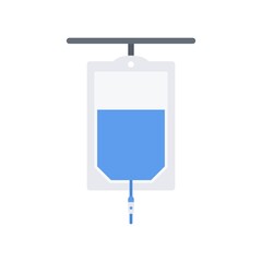 IV bag vector icon. Saline bag, treatment symbol.