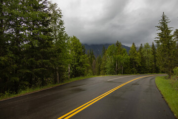 Road leading into Glacier National Park, Montana