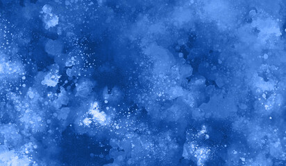 Blue artistic background composed of watercolor and paint stains - abstract paint texture