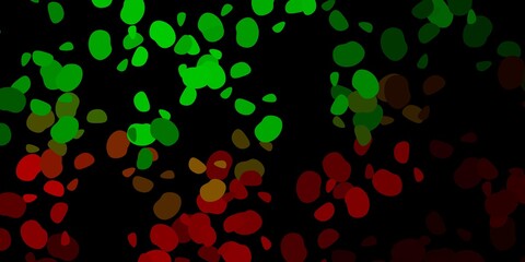 Dark green, red vector texture with memphis shapes.