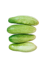 fresh green cucumbers with a background isolated white background