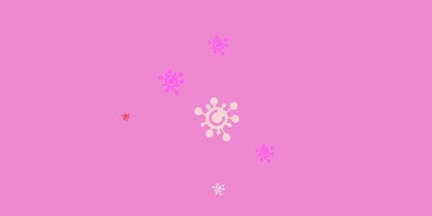 Light Pink, Yellow vector background with covid-19 symbols.