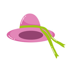 pink hat with ribbon accessory fashion cartoon isolated design icon