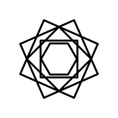 geometric squares and hexagon shape icon, line style
