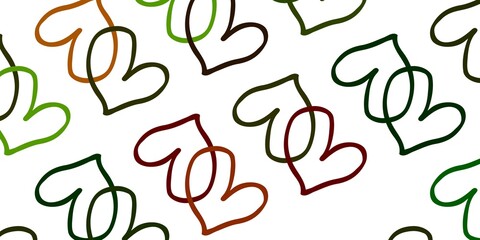 Light Green, Yellow vector texture with lovely hearts.