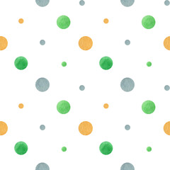 Polka dots Seamless pattern, dotted watercolor fabric texture colorful on white retro style background for kids blog, web design, scrapbooks, party or baby shower invitations and wedding cards.