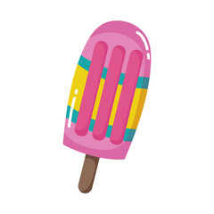 ice cream in stick cartoon isolated design icon