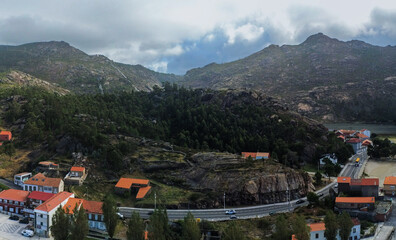 View of beautiful Coastal village in Galicia.Spain. Drone Photo