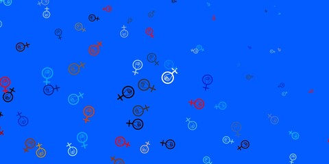 Light Blue, Yellow vector pattern with feminism elements.