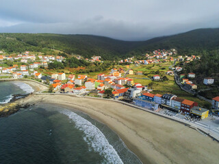 Fototapeta na wymiar View of beautiful Coastal village in Galicia.Spain. Drone Photo
