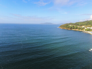 Fototapeta na wymiar View of beautiful Coastal village in Galicia.Spain. Drone Photo