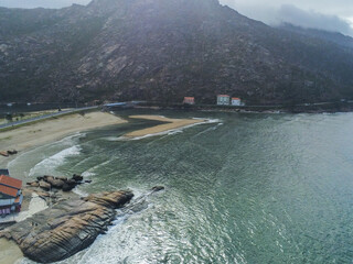 View of beautiful Coastal village in Galicia.Spain. Drone Photo